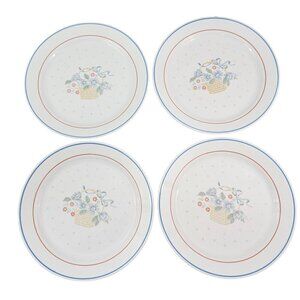 Corelle Country Cornflower Blue Ribbon Basket Dinner Plates - Set of 4